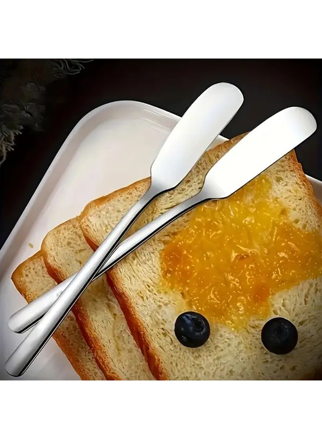 4Pcs Silvery Stainless Steel Cheese Butter Knife Set Rustproof Kitchen Tools - Image 1